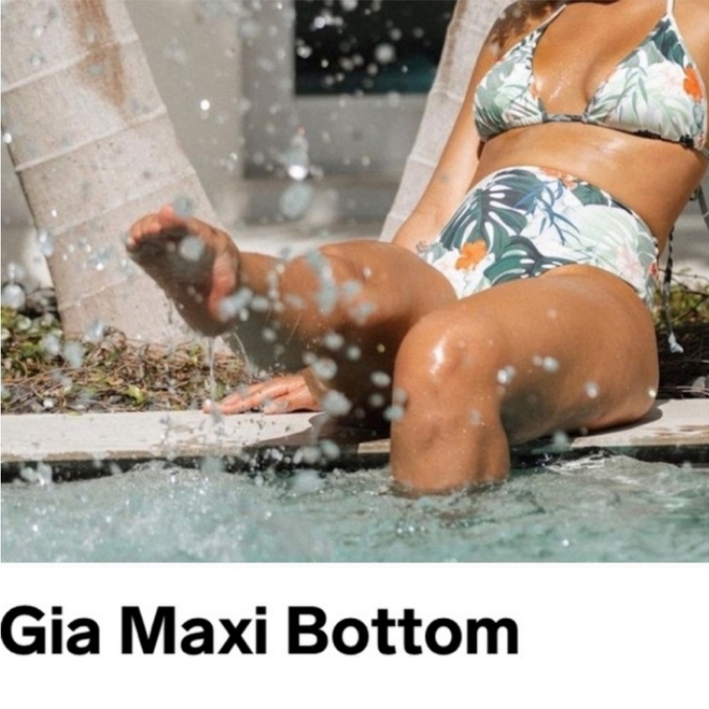 F11 Toluca Swim Gia Maxi bottoms - Ambrosia XS Leaf print